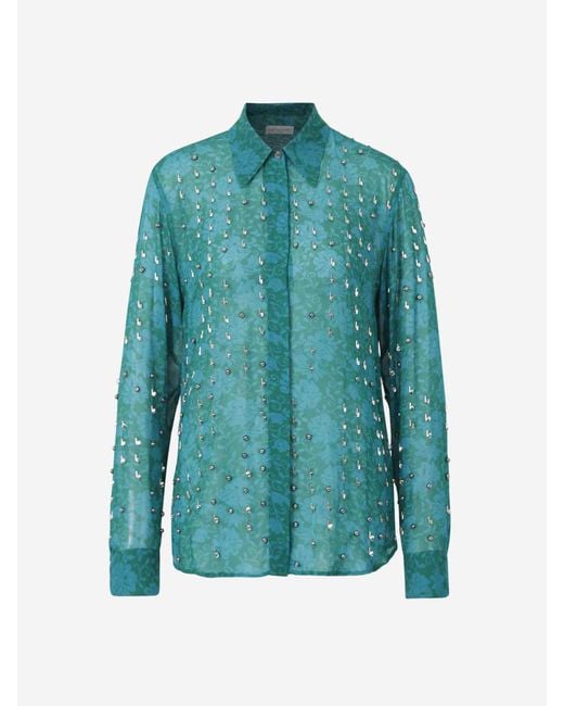 Camisa Estampado Apliques Dries Van Noten de color Blue