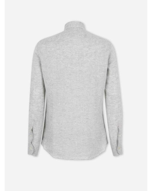 Santa Eulalia Gray Straight Linen Shirt for men