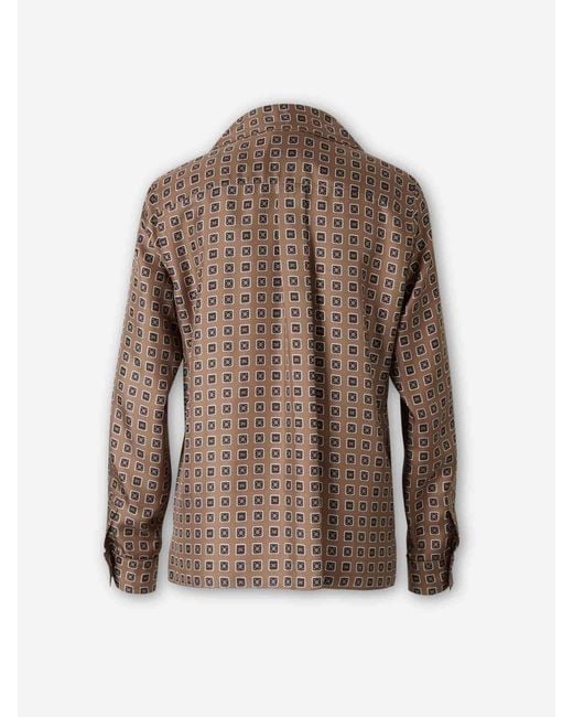 Max Mara Brown Printed Silk Shirt