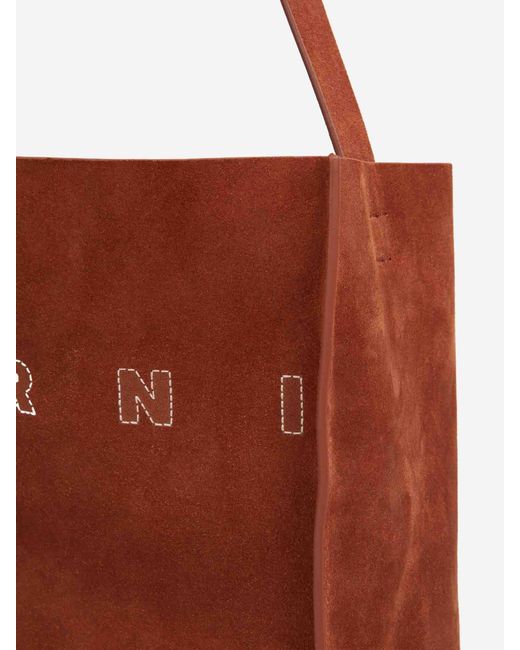 Marni Red Suede Tote Bag