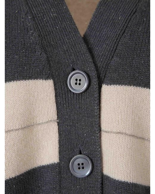 Peserico Black Ribbed Knit Cardigan