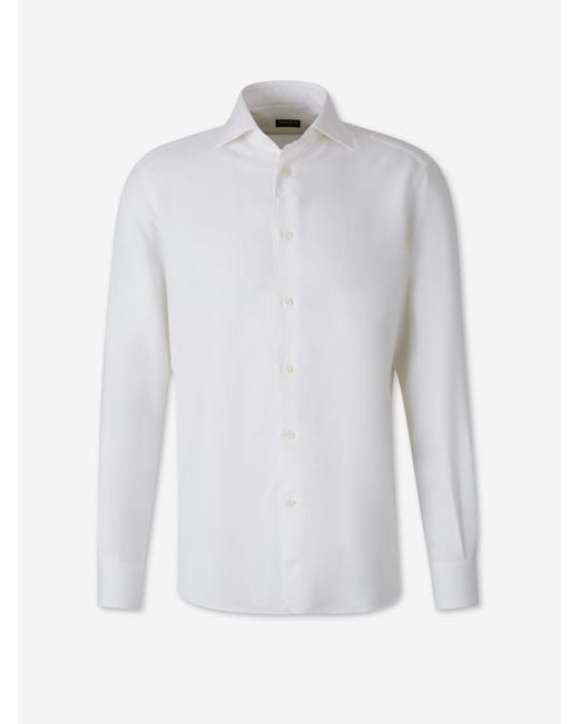 Zegna White Plain Dress Shirt for men