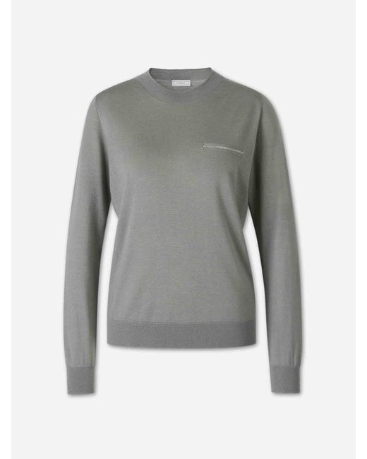 Peserico Gray Fine Cashmere Silk Sweater