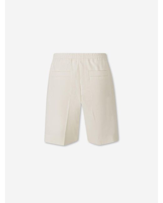 Zegna White Plain Linen Bermuda Shorts for men