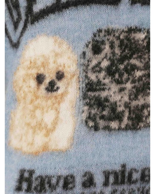 Maglione Lavorato A Maglia A Forma Di Animale di Ganni in Blue
