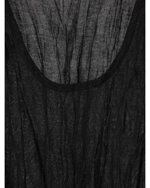Totême Black Wrinkled Knit T-Shirt