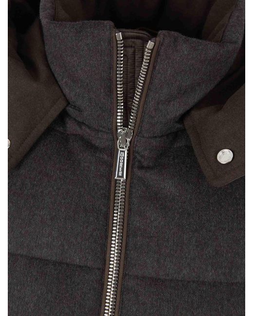 Moorer Brown Down Jacket With Detachable Sleeves for men