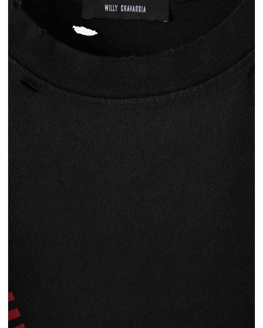 Camiseta América Algodón Willy Chavarria de hombre de color Black