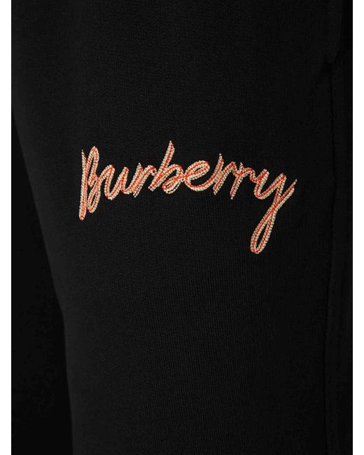Burberry Black Cotton Joggers With Logo for men