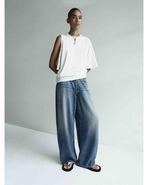 Agolde Blue Wide Leg Rounded Jeans