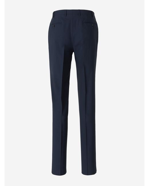 Canali Blue Wool Pleated Trousers for men