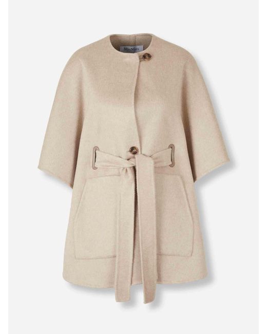 Max Mara Natural Kaschmir-Cape Mit Gürtel