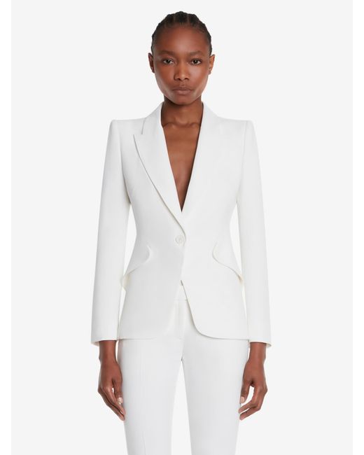 Blazer Liso Crepé Alexander McQueen de color White