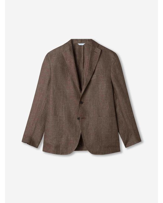 Boglioli Brown Blazer Straight Linen for men