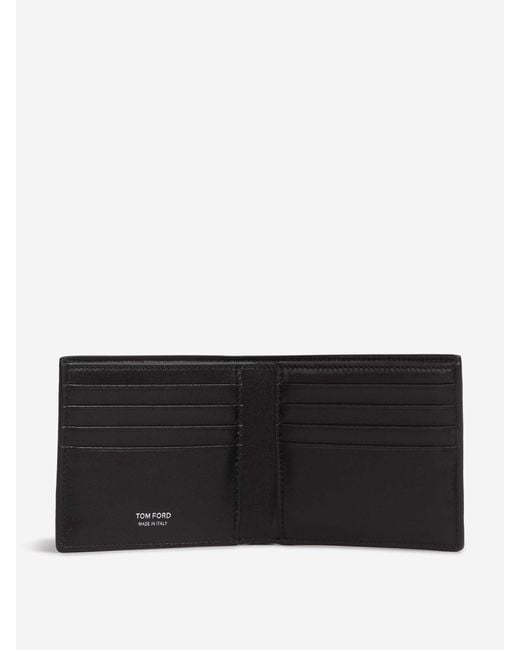 Tom Ford Black Foldable Leather Cardholder for men