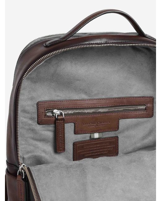 Officine Creative Brown Leather Backpack for men