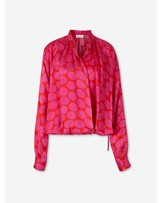 Dries Van Noten Red Printed Casual Blouse