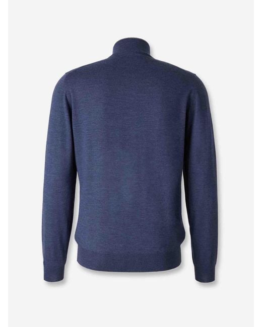 Santa Eulalia Blue Wool Cardigan Zipper for men