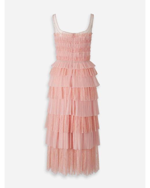 Vestido Midi Plisado Costarellos de color Pink