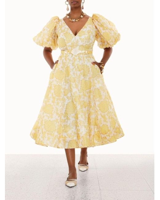 Zimmermann Linen Postcard Dress in Yellow - Lyst