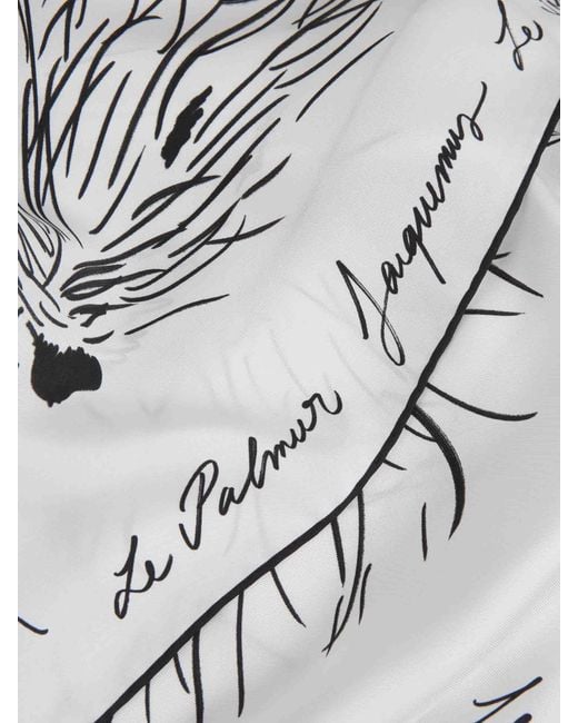 Jacquemus White Printed Silk Scarf for men