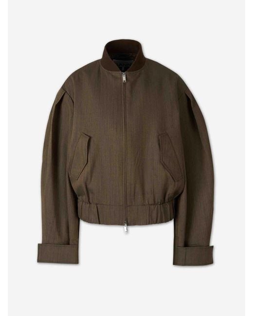 Ganni Brown Wool Bomber Jacket