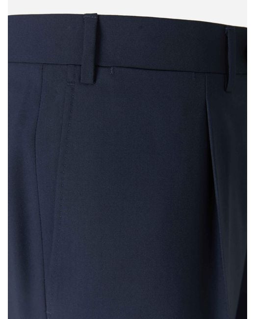 Canali Blue Wool Pleated Trousers for men