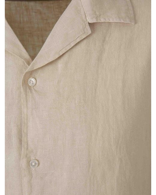 Santa Eulalia Natural Short Sleeve Linen Shirt for men