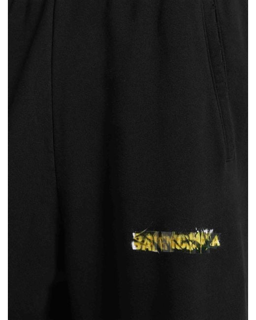 Balenciaga Black Cotton Logo Joggers for men