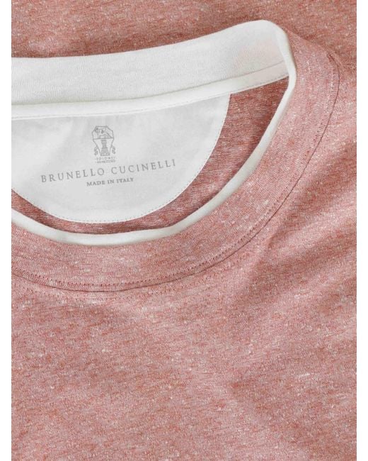 Brunello Cucinelli Pink Round Neck T-Shirt for men