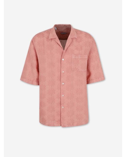 Vincenzo Di Ruggiero Pink Linen Casual Shirt for men