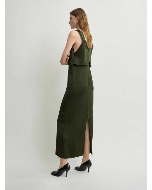Totême  Green Frayed Midi Dress