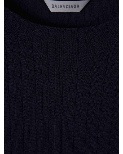 Balenciaga Blue Fine Ribbed Jersey