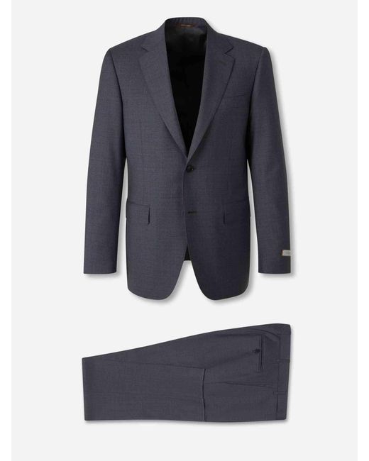 Canali Blue Straight Wool Suit for men