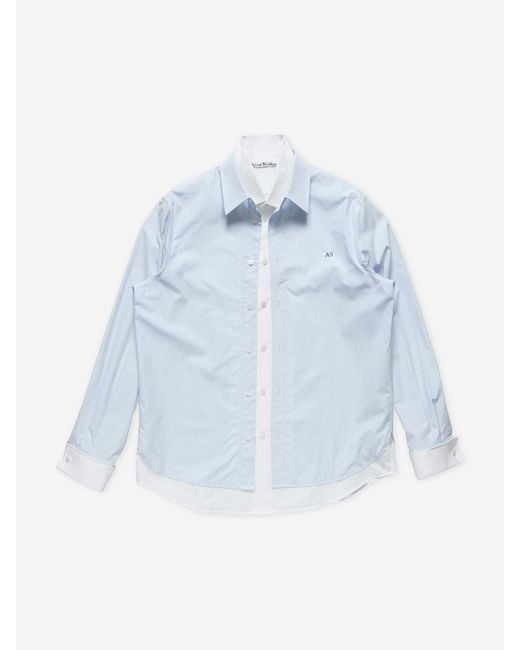 Acne Blue Cotton Layered Shirt for men