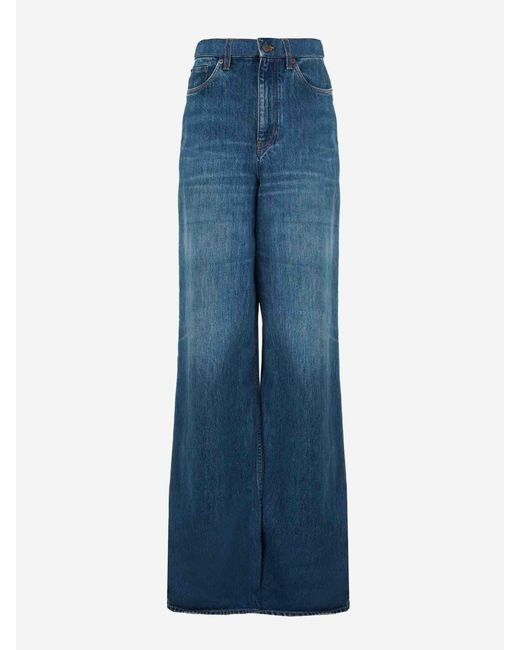 Chloé Blue Jeans Mit Weitem Bein