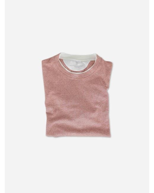 Brunello Cucinelli Pink Round Neck T-Shirt for men
