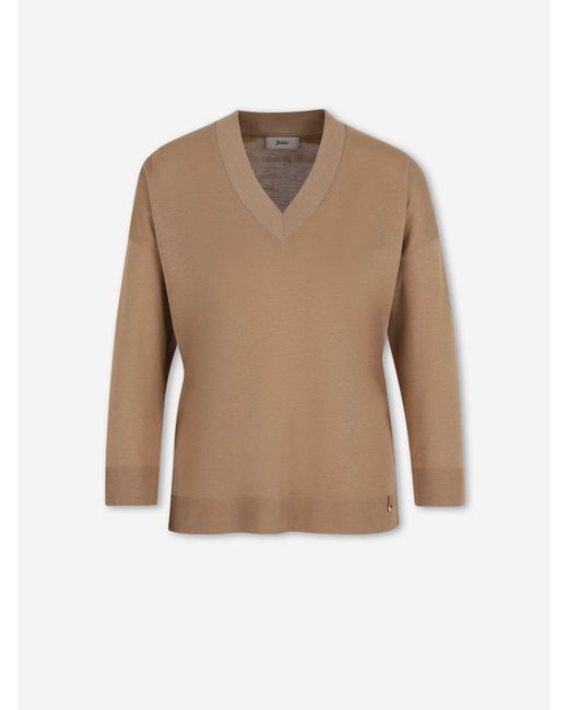Herno Natural Pullover Mit V-Ausschnitt
