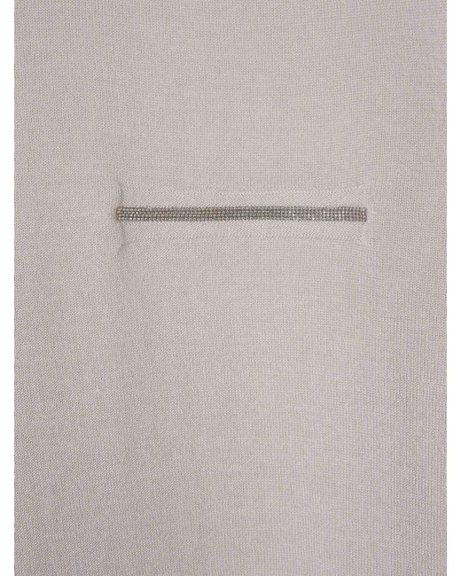 Peserico White Fine Cashmere Silk Sweater