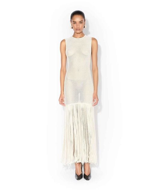 Alaïa White Fringe Knit Dress