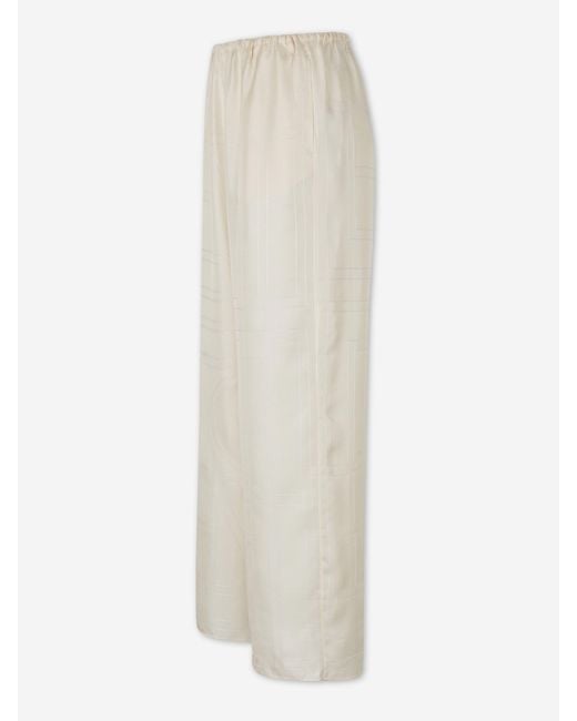Totême White Monogram Wide Leg Trousers