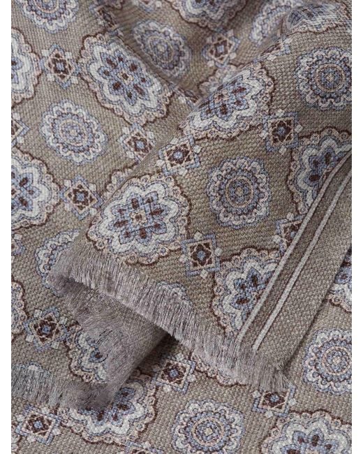 Santa Eulalia White Printed Linen Scarf for men