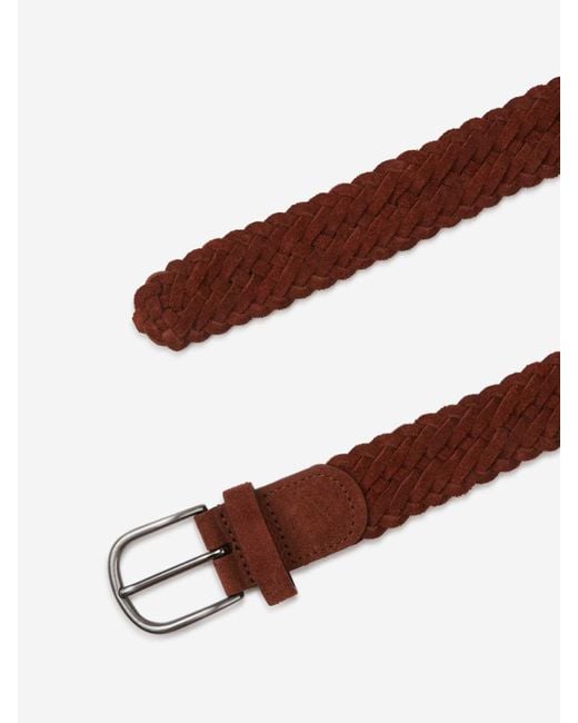 Santa Eulalia Brown Braided Leather Belt for men