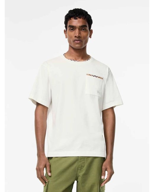 Burberry White Round Neck T-Shirt for men