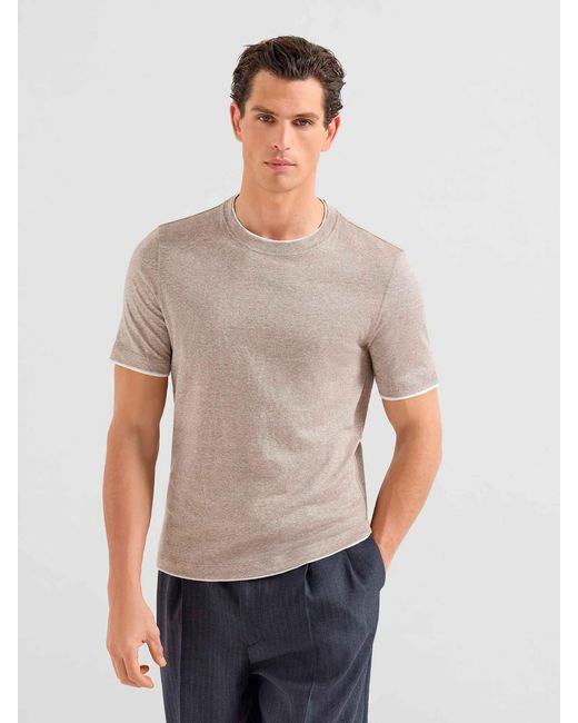 Brunello Cucinelli Gray Round Neck T-Shirt for men