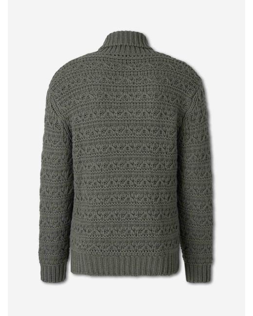 Canali Green Thick V-Neck Sweater for men