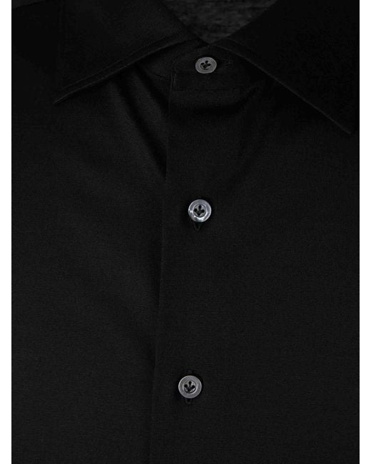 Fray Mikrostrickhemd in Black für Herren