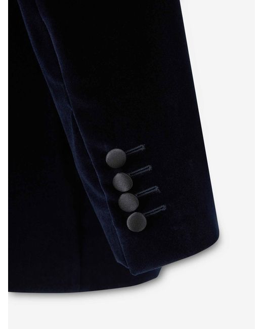 Canali Blue Blazer Straight Velvet for men