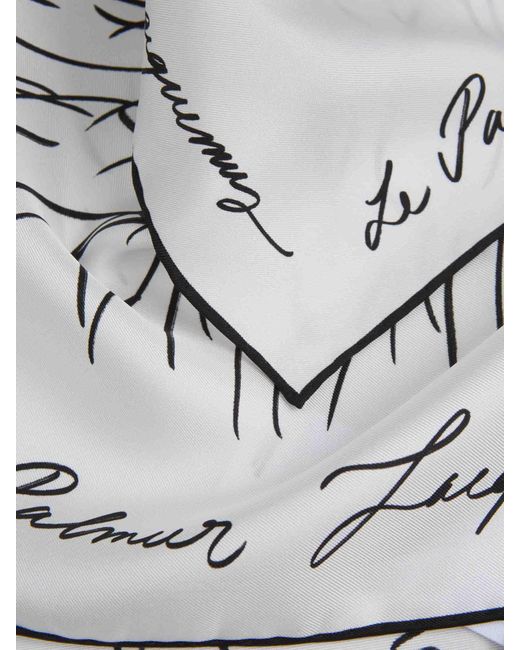 Jacquemus White Printed Silk Scarf for men