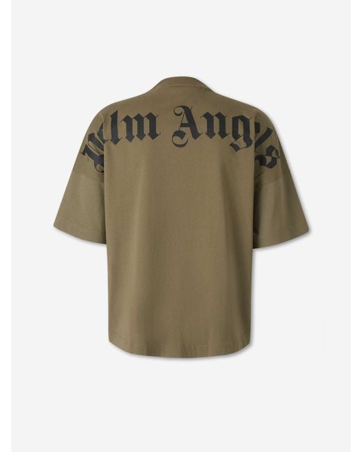 Palm Angels Green Oversized Logo T-Shirt for men
